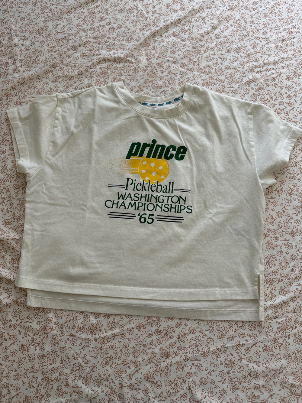 Prince Cream Tee with Yellow & Green Pickleball Graphic